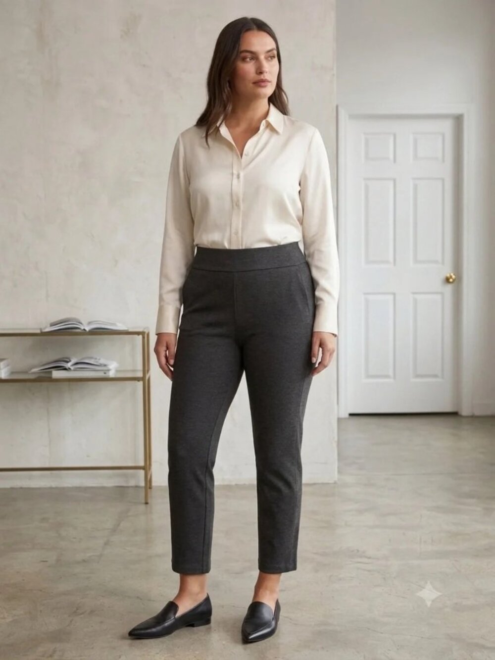 Express Ponte Knit Ankle Pants Charcoal Gray XXL Slim Fit Stretch Work Office